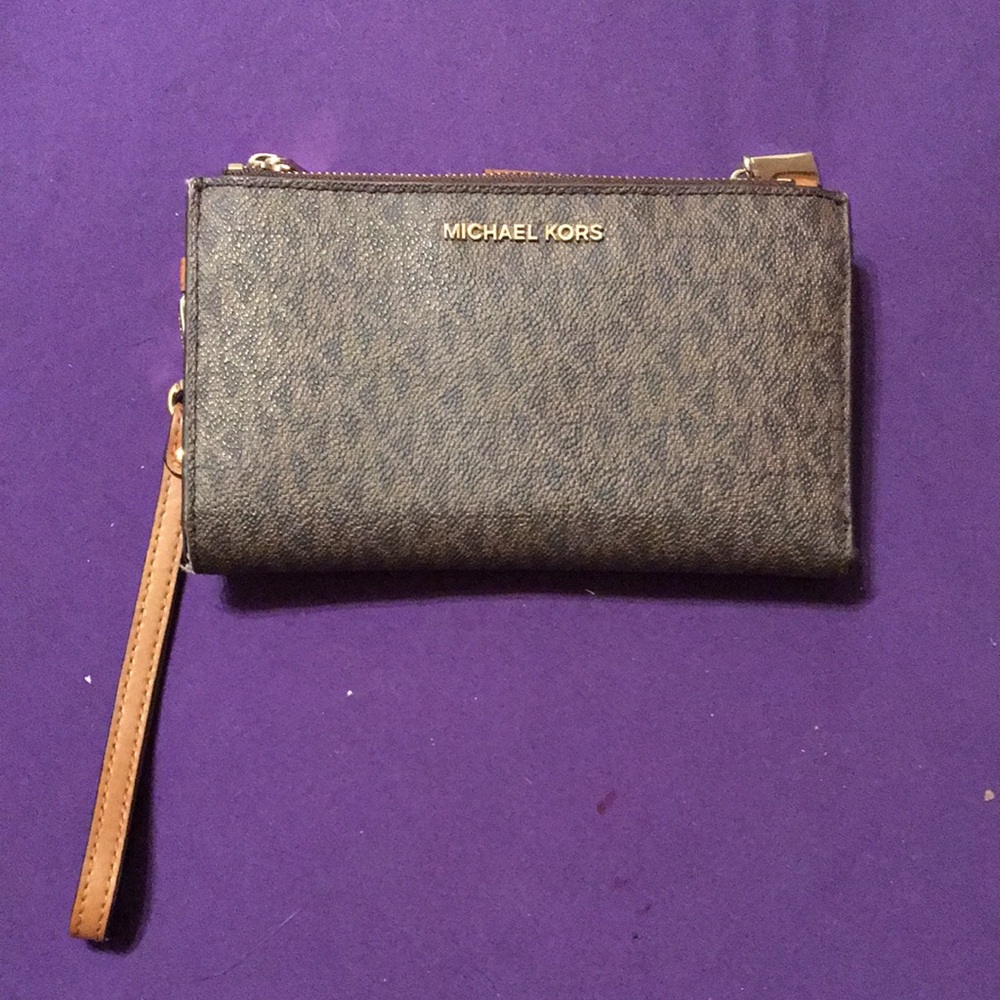 Michael Kors Brown Clutch with Gold Hardware